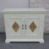 Floral Carved Solidwood Sideboard White 110cm